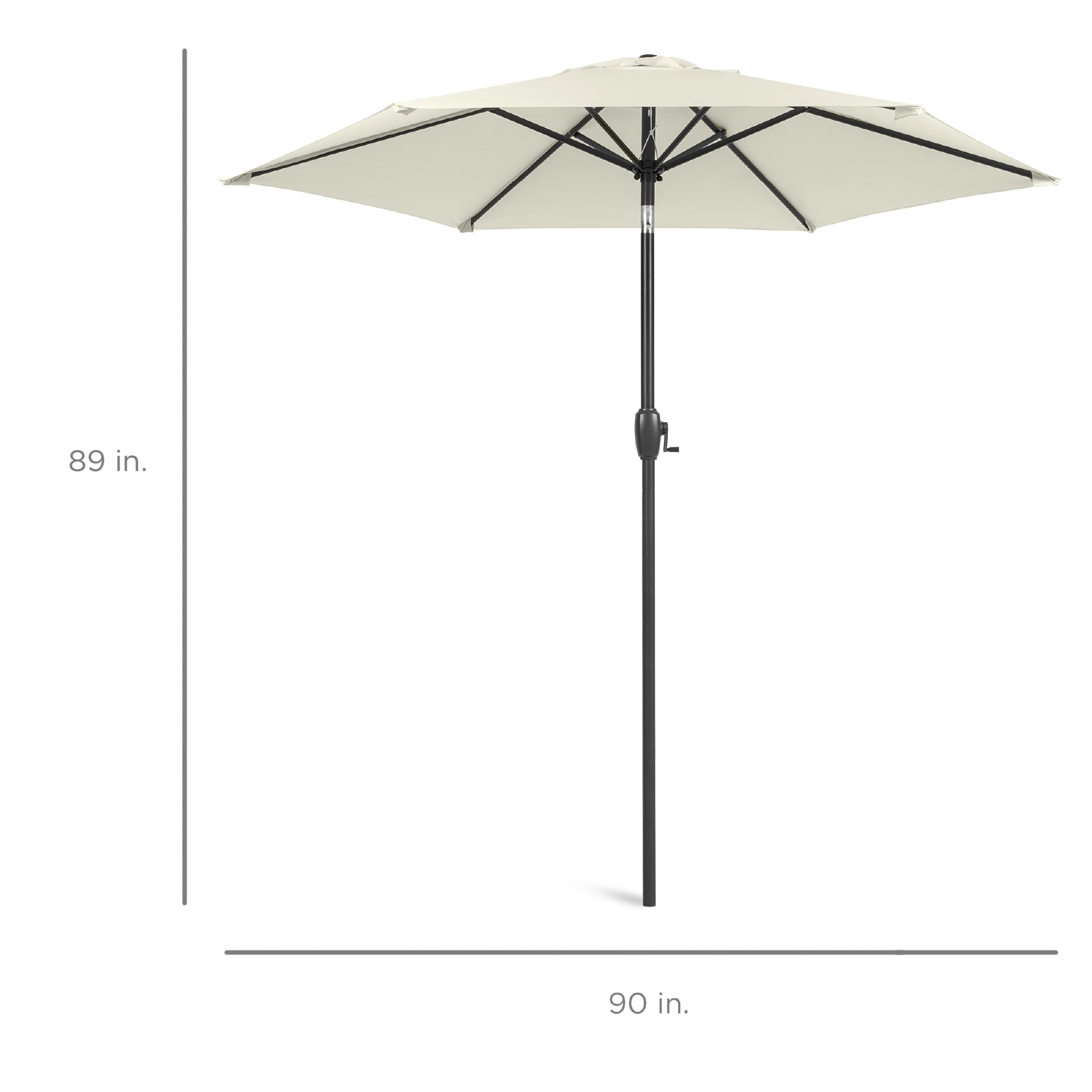 Best Choice Products 7.5ft Heavy-Duty Outdoor Market Patio Umbrella w/ Push Button Tilt, Easy Crank - Ivory