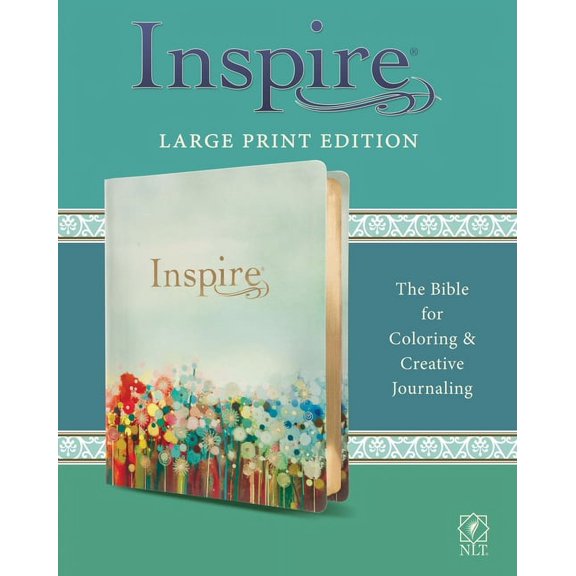 Inspire Bible Large Print NLT (LeatherLike, Floral Fields with Gold) : The Bible for Coloring & Creative Journaling (Hardcover)