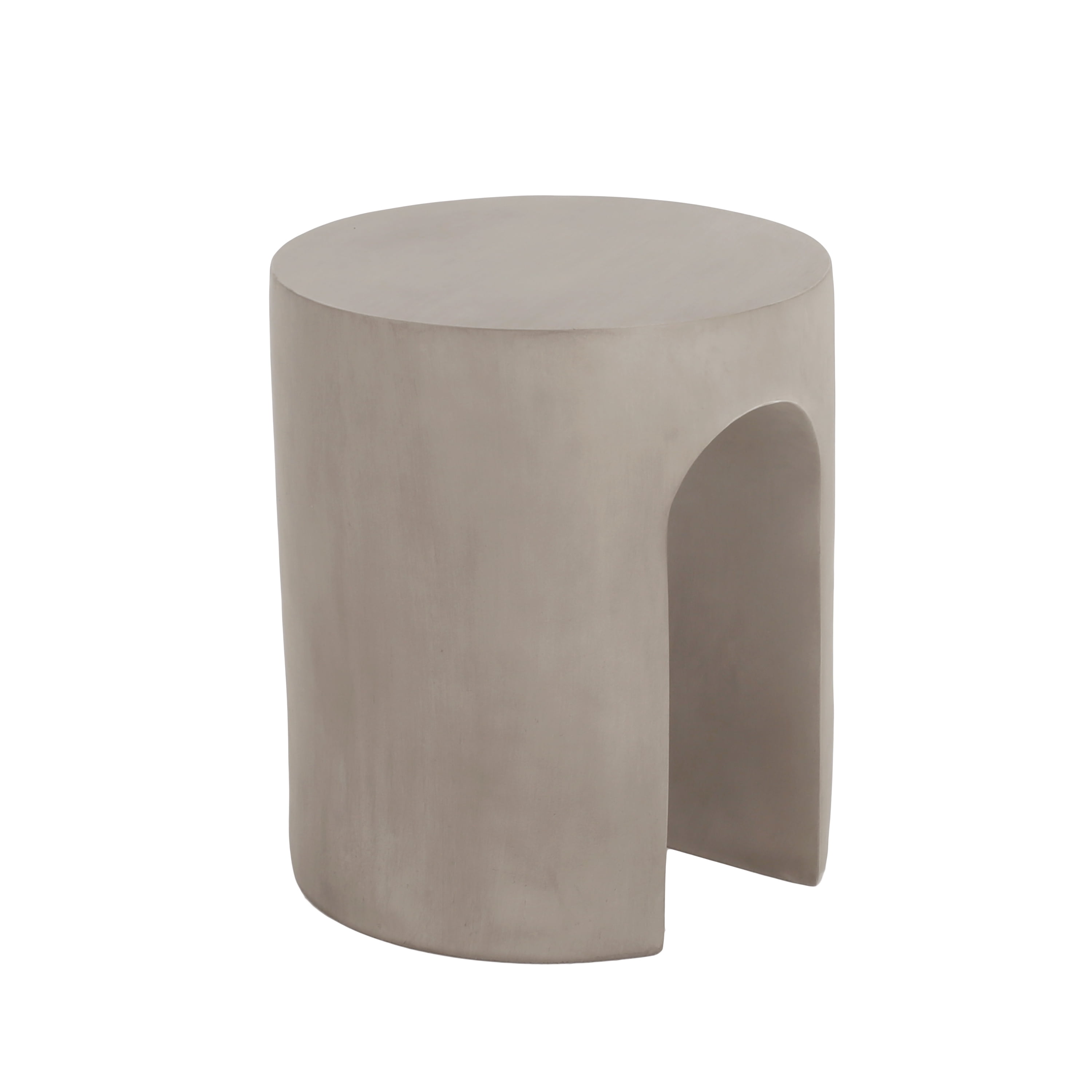 Outdoor Round U-Shape Base Side Table for Patio Balcony Garden, Light Gray