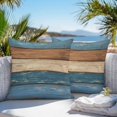 thumbnail image 3 of Throw Pillow Covers 16x16 Inch Set of 2, Farmhouse Navy Blue Brown Waterproof Outdoor Pillow Covers, Vintage Wooden Striped Decorative Cushion Pillowcases for Couch, Sofa, Bed, Garden, Patio, 3 of 9