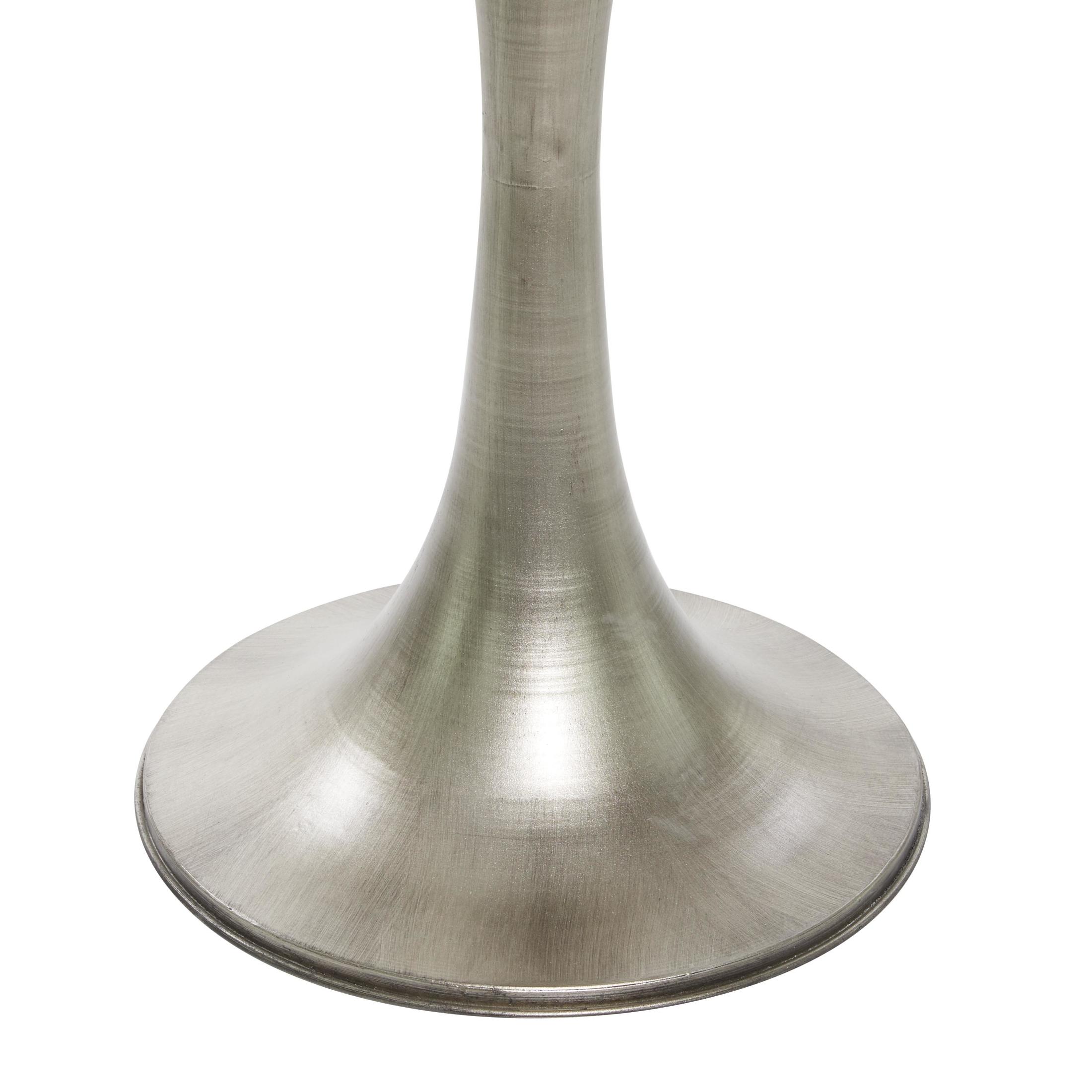 DecMode 25" x 25" Silver Metal Accent Table with White Marble Top, 1-Piece