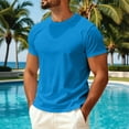 thumbnail image 2 of Sewkxo Crewneck Tshirts Men Plain T Shirts Relaxed Fit Basic Tees Soft,Blue XL, 2 of 5