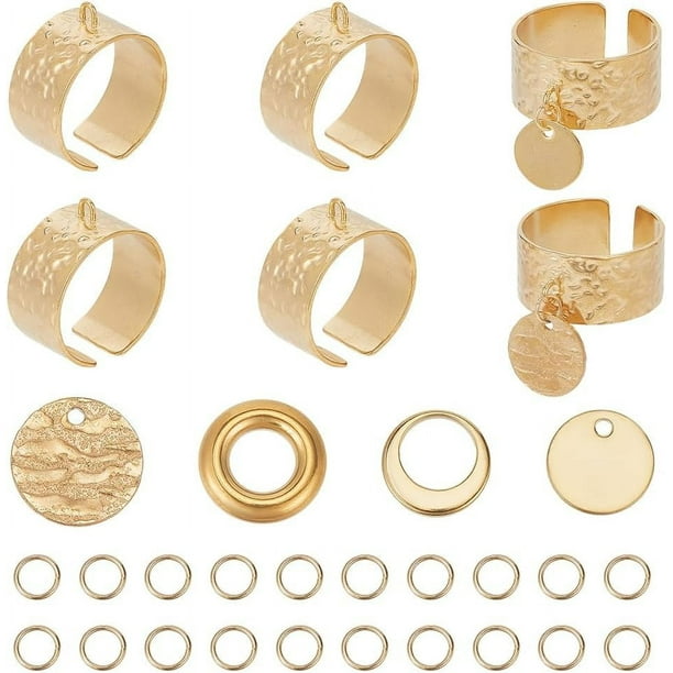 Anillo de dedo gótico punk con cadena, plata, acero inoxidable, abierto, ajustable, apilable, llamativo.