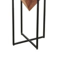 thumbnail image 4 of 26 Inch Pyramid Shape Wooden Side Table With Cross Metal Base Brown and Black - Saltoro Sherpi, 4 of 5