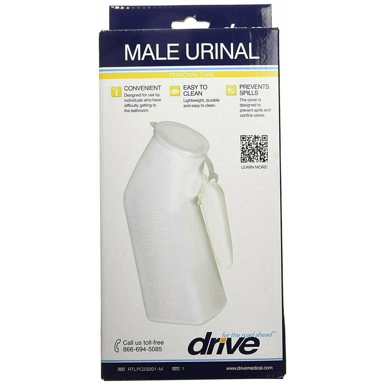 Drive Medical Bedside Male Urinal, Durable Plastic, Easy to