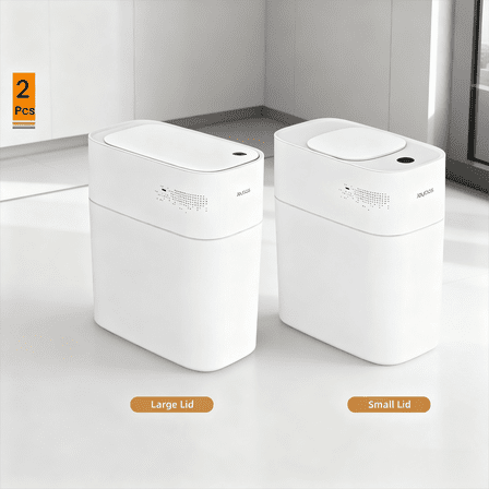 Joybos Bathroom Trash Can, White, 2-Pack
