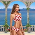 thumbnail image 2 of Dreamtimes Womens 2 Pcs Geometric Style Heart Pattern High Waist Halter Swimsuit Bikini Set, Small, 2 of 6