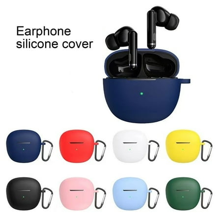 Joernso Earphone Cover Shockproof Soft Silicone Bluetooth-compatible Earbuds Protective Sleeve with Carabiner for QCY-HT03
