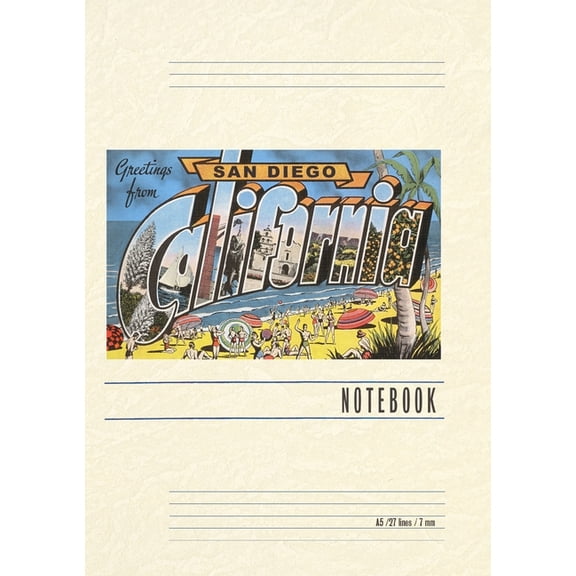 Vintage Lined Notebook Greetings from San Diego, California, (Paperback)