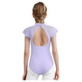 thumbnail image 2 of TSSOE Kids Girls Cap Sleeve Floral Lace Splice Ballet Dance Leotard Gymnastics Bodysuit Jumpsuit Biketard Dancewear Light Purple 11-12, 2 of 5