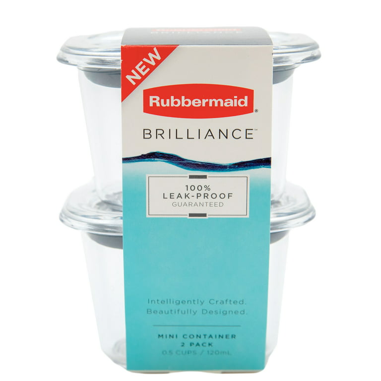 Rubbermaid Brilliance Food Storage Container, Mini, 0.5 Cup, Clear, 2 Pack