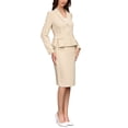 thumbnail image 4 of 2 Piece Skirt Suit Sets for Women's Business Formal Long Sleeve Blazer and Pencil Skirt Work Office Set XL Beige, 4 of 5