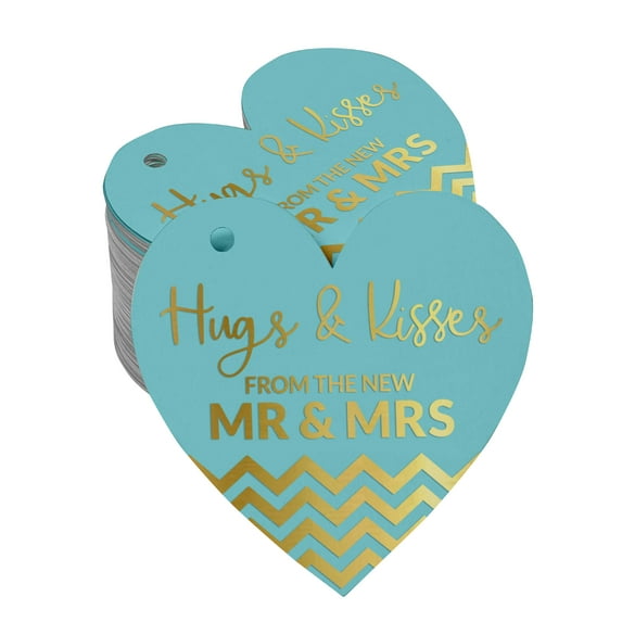 Inkdotpot 50 Pack Hugs & Kisses From The Wedding Favor Paper Tag Craft Real Gold Foil Hang Tag
