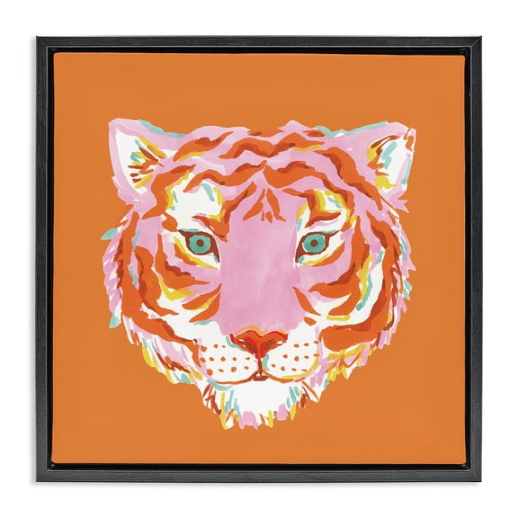 Stupell Industries Eclectic Fun Bold Orange Tiger Black Floating Frame Canvas Art, 18 x 18, by Karolina Sato