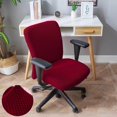 thumbnail image 4 of Housses de Siège de Chaise de Bureau Élastiques Housse Extensible Rouge Vin, 4 of 9