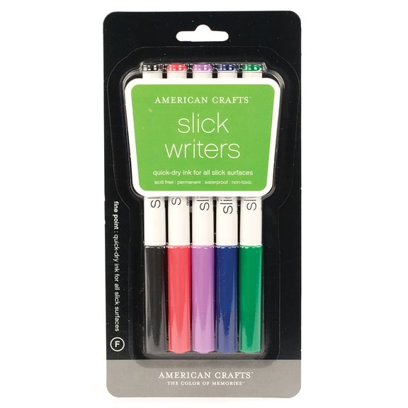 Crafts 7319071 Slick Writer Markers 5/pkg-fine Point-black/blue/red/green/purple
