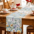 thumbnail image 5 of Floral Eucalyptus Leaves Table Runner - 48 Inch Long Daisy Summer Botanical Wooden Cotton and Linen Blended Dress Scarves Farmhouse Table Runner for Kitchen Dining, Coffee Table, 13" x 48", 5 of 8