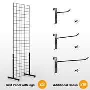 Bonnlo 6 x 2 Wire Grid Panel Tower with T-Base Floorstanding, Wire Grid Wall Display Rack for Retail and craft show (2-Packs)