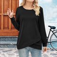thumbnail image 1 of MKLEKYY Hauts d'Hiver pour Femmes 2024 Chandails en Molleton à Col Rond pour Femmes Chemises à Manches Longues Ourlet Hauts d'Automne, 1 of 4