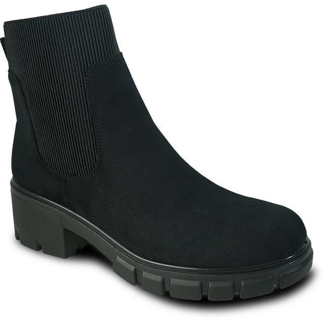 kozi Canada Bottillon Habillé Décontracté pour Femme LEILA-8 Botte d'Automne Fermeture Éclair Latérale Suède Noir