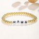 thumbnail image 2 of Pulsera con cuentas de bola de oro Latón Mamá Carta de amor Pulsera envolvente Boho Hecho a mano Pulsera con dijes de cuentas Joyería de amistad para mujer de verano Pulsera apilable elástica para mu, 2 of 3