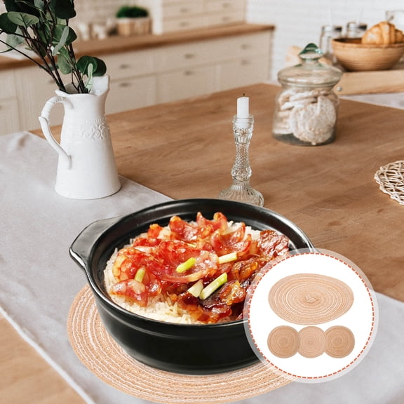 ifundom 4-Pack Round Hemp Scratch Pads for Kitchen, Dining, Hotel Use - , Mat Set