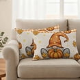 thumbnail image 2 of Orange Gnomes Fall Outdoor Waterproof Pillow Covers, Thanksgiving Pumpkins Plaid Leaves Rustic Decorative Rectangle Throw Pillowcase Sofa Cushion Sham for Patio/Couch/Chair, 20"x12" 2 Pack, 2 of 8