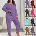 thumbnail image 6 of FAIWAD Womens Plus Size Pajamas Set Long Sleeve Top and Pants Pjs Loungewear 2 Piece Sleepwear, 6 of 6