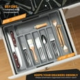 thumbnail image 4 of Mkder-organisateur de Tiroir pour Couverts et Ustensiles Extensible 8 Compartiments pour Cuisine, Grand Plateau Multifonction pour Ustensiles et Porte-Cuillères, Organisateur de Couverts en Plastique Réglable avec Séparateurs, Gris, 4 of 4