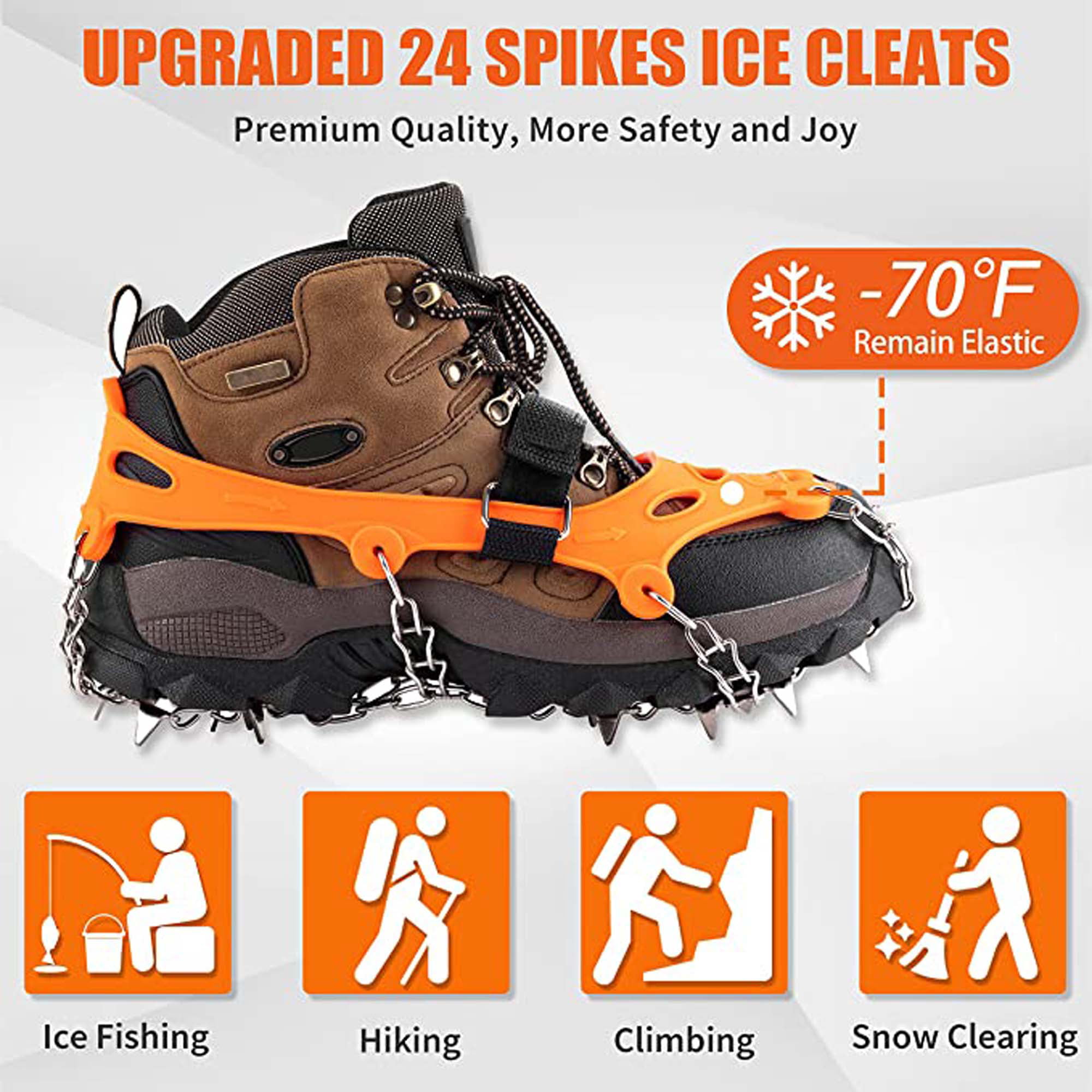 Yatta Life Ice Spikes - Stainless Steel Crampons - Anti Slip Winter  Grippers - Traction Cleats - Durable Snow Teeth Grips - Ideal for Walking
