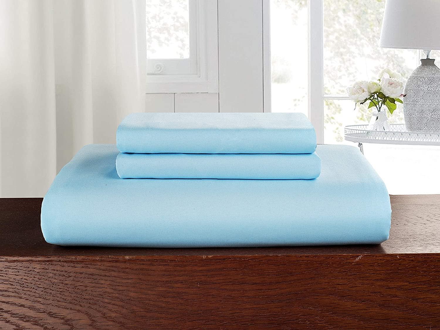 2-Piece Duvet Cover Set, 1800 Thread Count, Button Closure, Solid Color - Cooling, Breathable Material- Wrinkle, Fade, Stain Resistant, Twin/Twin XL, Aqua Blue