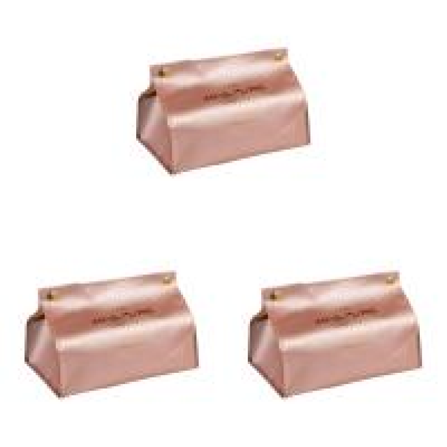Caja de pañuelos Servilleta de escritorio de cuero plegable Estuche de soporte de papel (F) Oro rosa Oro