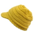 thumbnail image 3 of Penkiiy Women Winter Knit Hat Winter Brim Beanie Hats for Women Slouchy Beanie Cap with Visor Warm Newsboy Skull Cap Yellow, 3 of 3