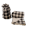 Sherpa Luxury Velveteen Berber Throw Blanket 50" x 60" Reversible In a Bag Sack Gray Plaid