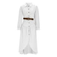 thumbnail image 6 of purcolt Women's Button Down Maxi Shirt Dress Front Slits Ruched Long Sleeve Collared Belted Flowy Midi Dress Officewear Weatern Cowgirl Outfit, 6 of 6