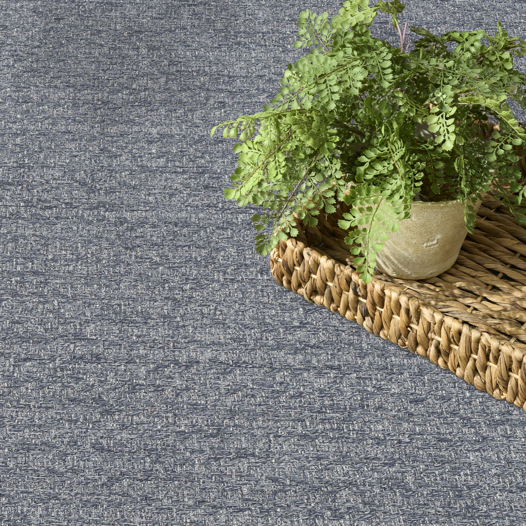 Nourison Tulum 8' x Round Denim Outdoor Rug