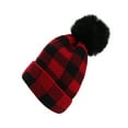 thumbnail image 3 of Gymnture christmas Christmas Red Plaid Woolen Ear Protection Beanie Cap for Kids, 3 of 10