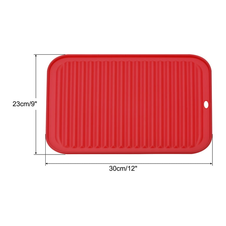 Uxcell Silicone Dish Drying Mat, 12 x 9 Reusable Sink Drain Pad Heat  Resistant Non-Slipping for Kitchen Counter - Red 