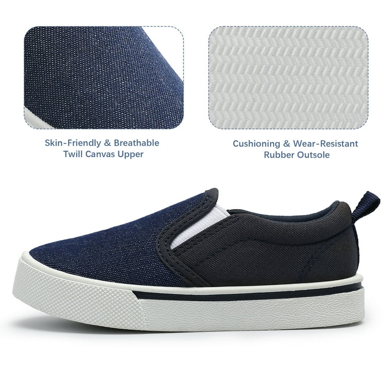 NCCB Boys Sneakers ​Casual Slip on Loafers Kids School Canvas