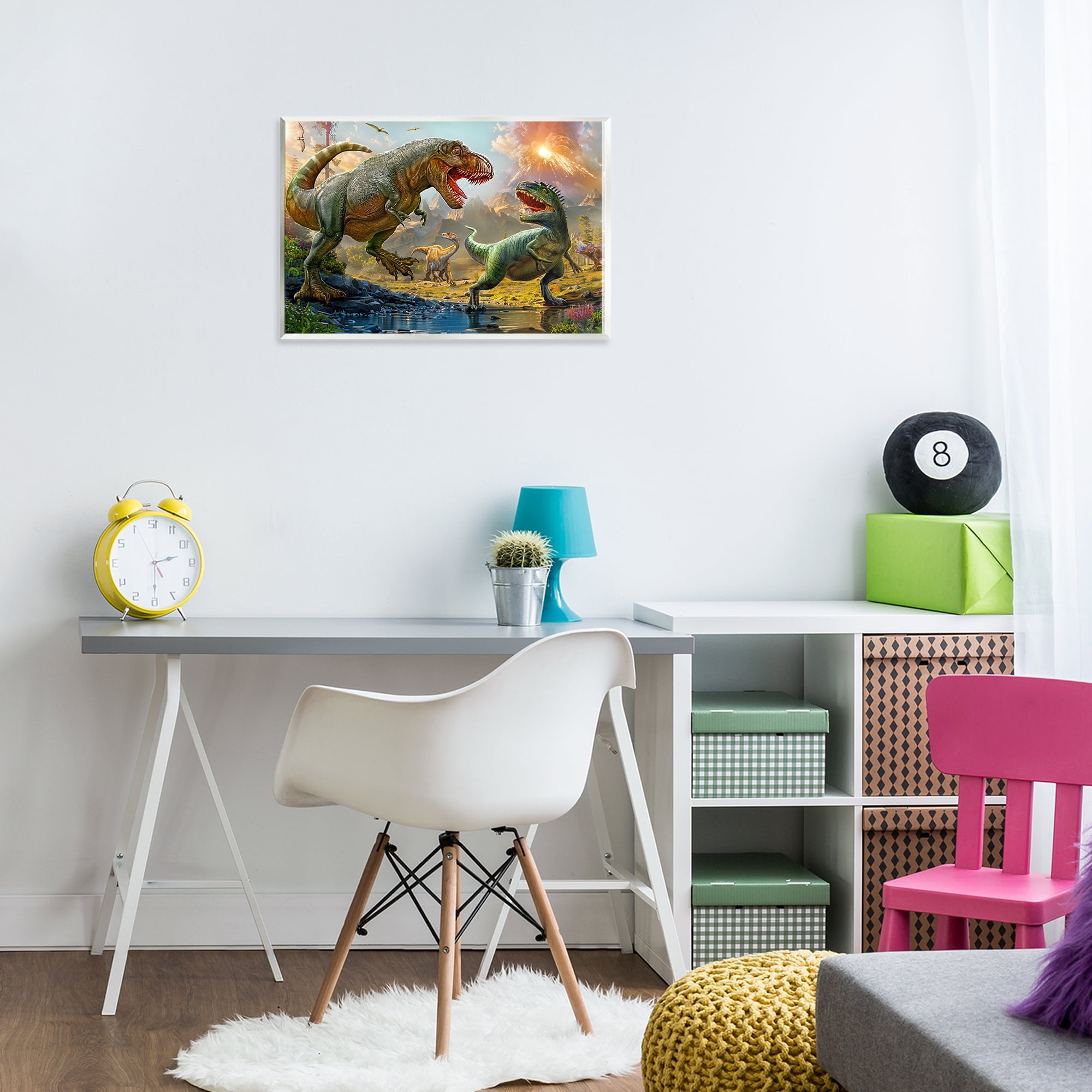 Stupell Industries T-Rex Encounter at Riverbank Wall Plaque Art, design by Henriette Chinaglia