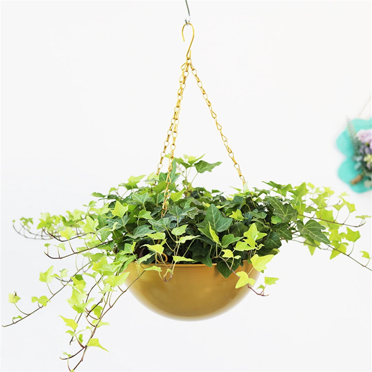 Hanging Planters with Chins,Bexikou Small Metal Plant Hanger,Hanging Basket,Metal Hanging Planters for Indoor Plants,Plant Hanger Decor for Window and Patio (Gold)