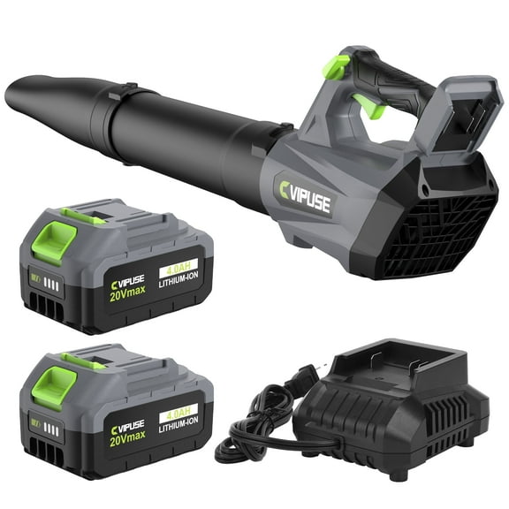 Vipuse Cordless Stepless Speed 600CFM 160MPH Leaf Blower with Two 4.0Ah Batteries and Charger, 20V Electric Tool for Patio Cleaning/Lawn Care/Blowing Leaves/Dust