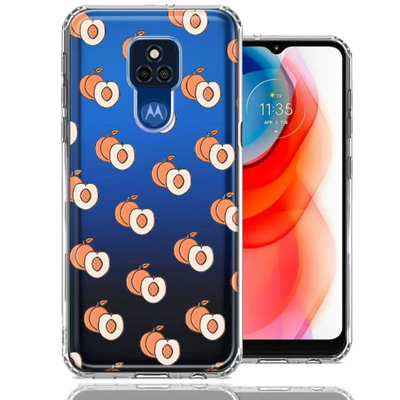 MUNDAZE For Motorola Moto G Play 2021 Polka Dot Peaches Design Double Layer Phone Case Cover