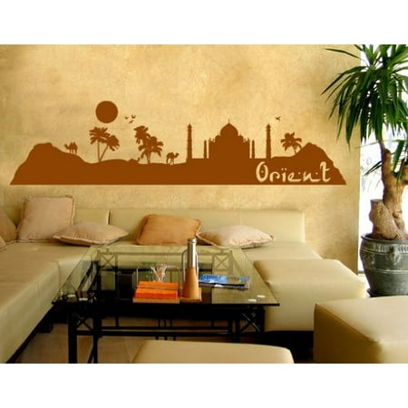 T/s Pakistan Green (Oriental City Skyline Wall Decal - Wall Sticker, Vinyl Wall Art, Home Decor, Wall Mural - 1786 - 31in x 8in,)
