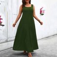 thumbnail image 4 of Sexy Vestido Casual para las Mujeres, Moda de Verano Cuello Cuadrado sin Mangas de Color Sólido para la Playa, la Fiesta Y Diario, 4 of 6