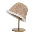 thumbnail image 2 of CSChome Fisherman Hat Women Winter Fisherman Hat - Color Matching Thick Soft Plush Foldable Bucket, 2 of 7