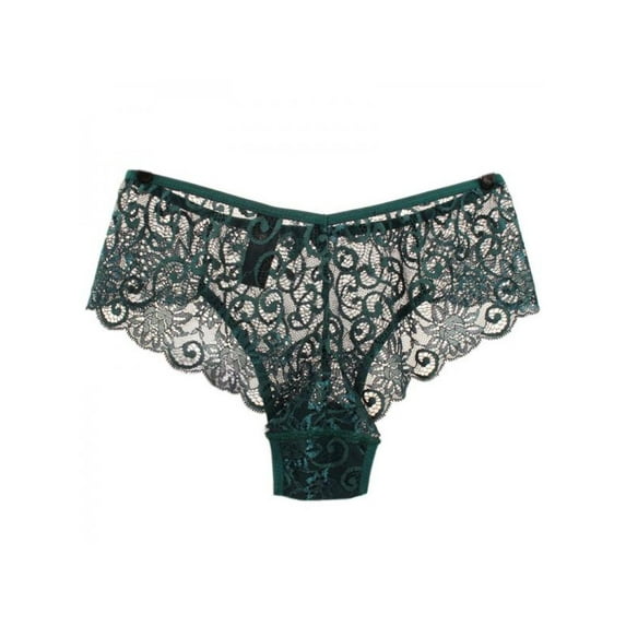 Topumt Women Sexy Lace Floral Mid Waist Panties Perspective Soft Briefs