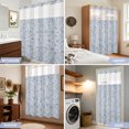 thumbnail image 4 of No Hook Shower Curtain, Vintage Teal Blue Boho Shower Curtains for Bathroom with See Through Top Window, Retro Ethnic Tribe Abstract Art Waterproof & Washable Bath Curtain 66"x72", 4 of 4