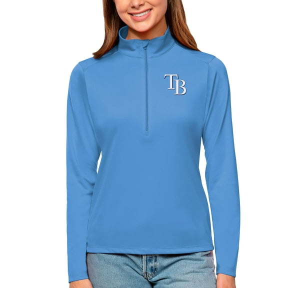Women's Antigua Light Blue Tampa Bay Rays Tribute Quarter-Zip Pullover Top