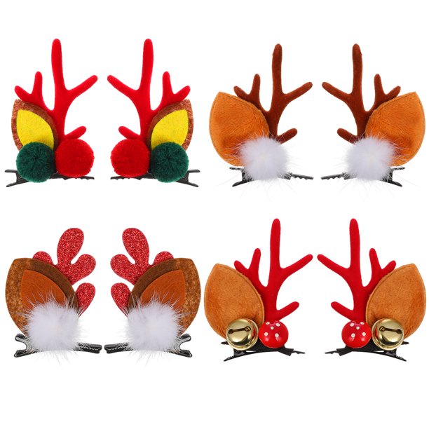 4 pares de tocados navideños decorativos para el cabello de niños, pinzas para el cabello, tocados de regalo